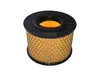 A cylindrical air filter with a black top and bottom and a yellow pleated filter material in the middle. Náhľad obrázku produktu