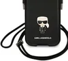 A black phone case with a Karl Lagerfeld character design and a detachable strap. Anteprima dell’immagine prodotto