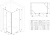 Technical drawing and size chart for a shower cabin. Produktbild-Vorschau