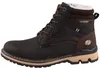 Das Bild zeigt einen braunen Stiefel der auf einer weißen Oberfläche steht. Der Stiefel ist von der linken Seite zu sehen und hat eine Schnürung sowie eine auffällige Sohle. Produktbild-Vorschau