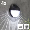 A solar-powered LED light mounted on a textured gray wall, casting light patterns. Produktbild-Vorschau