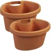 Two brown plastic planters are shown against a white background. Produktbild-Vorschau