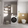 A modern laundry room or bathroom with a washing machine, toilet, and storage cabinets. Náhľad obrázku produktu
