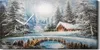 Wandkunst Leinwand Bild Uhr 60x30 Malerei Winter Schnee Produktbild-Vorschau 1
