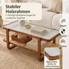 KOMFOTTEU Rechteckiger Couchtisch mit massivem Holzrahmen, Produktbild-Vorschau 3