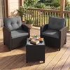 Set di mobili da giardino in polyrattan COSTWAY da 3 pezzi, Anteprima dell’immagine prodotto 2