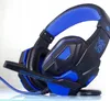 A close-up, angled view of a black and blue gaming headset with a microphone. Produktbild-Vorschau