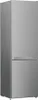 A silver refrigerator-freezer combination stands vertically against a white background. Produktbild-Vorschau