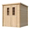 A wooden garden shed with double doors and two windows. Podgląd zdjęcia produktu