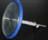 A close-up view of a pool thermometer with a blue rim and a silver metal probe wrapped in cord. Produktbild-Vorschau