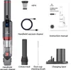 A collage of images showing a handheld vacuum cleaner and its accessories, along with an instruction manual. Produktbild-Vorschau