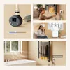 A collage of images showing a bathroom heater and its features, including app control and child lock. Produktbild-Vorschau