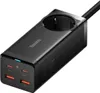 A black Baseus GaN3 Pro Quick Charger with multiple ports and an AC socket, shown from a slightly angled perspective against a white background. Anteprima dell’immagine prodotto