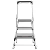 A three-step aluminum stepladder with a handrail, shown from the front on a white background. Anteprima dell’immagine prodotto