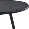 A close-up shot of the edge of a black round table with one black leg. Náhľad obrázku produktu