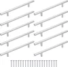 A set of 10 silver cabinet handles and screws, arranged in two columns. Produktbild-Vorschau