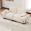 Sofá de cuero de dos plazas, color beige, con dimensiones Vista previa de la imagen del producto 10