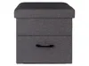 A front view of a gray storage ottoman with a drawer. Produktbild-Vorschau
