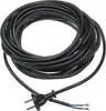 A coiled black power cord with a European-style plug on one end and bare wires on the other. Produktbild-Vorschau