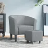 vidaXL Sedia club con poggiapiedi in tessuto grigio chiaro Anteprima dell’immagine prodotto 2