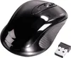 A black wireless computer mouse and its USB receiver are shown on a white background. Produktbild-Vorschau