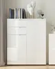 Kommode Paris Highboard 100x40x120cm weiß Hochglanz 2-türig Produktbild-Vorschau 1