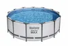 A round, above-ground swimming pool filled with blue water, set against a white background. Produktbild-Vorschau