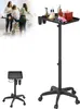 A collage showing a salon trolley in use and a separate shot of the trolley. Voir les images du produit