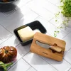 HOMLA Maselniczka MOOKA porcelanowa z nożykiem i akacjową Podgląd zdjęcia produktu 6