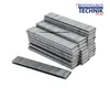 A stack of staples with one staple in the foreground, on a white background. A logo and website address are overlaid on the image. Produktbild-Vorschau