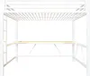 A white metal loft bed with an integrated desk. Anteprima dell’immagine prodotto