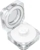 A clear, professional studio shot of a white and gold Samsung Galaxy Ring in its open, clear plastic charging case. Anteprima dell’immagine prodotto