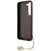 A brown phone case with a gold charm attached to a string, shown against a white background. Náhled obrázku produktu