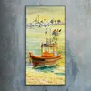 Dekor Leinwand Uhr Wandbilder Quarz 30x60 Strandsegel Boots Produktbild-Vorschau 2