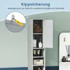 A bathroom cabinet with an anti-tip fixture shown in a close-up inset. Podgląd zdjęcia produktu