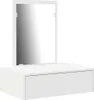 A white vanity table with a mirror and a single drawer, shown against a white background. Voir les images du produit