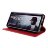 A red flip phone case with a smartphone displaying a movie poster. Produktbild-Vorschau