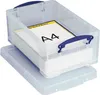 A transparent storage box with blue handles, containing papers labeled 'A4'. The box is placed on its lid. Náhled obrázku produktu