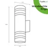 A technical drawing of a wall light with dimensions and branding. Anteprima dell’immagine prodotto
