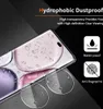 A close-up of a phone screen protector with water droplets on it, highlighting its hydrophobic and dustproof features. Produktbild-Vorschau