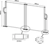 A technical drawing of a retractable side awning with dimensions and close-up views of the base plates. Produktbild-Vorschau