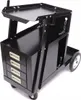 A black metal welding cart with four drawers and a top shelf, shown from a three-quarter angle against a white background. Produktbild-Vorschau