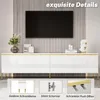 A TV cabinet with multiple doors and golden legs, shown with close-up details of its features. Anteprima dell’immagine prodotto