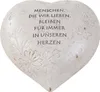 A heart-shaped stone with engraved text and floral designs. Produktbild-Vorschau