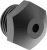 A close-up, 3D rendered view of a metal nozzle with threading on one side and a circular opening on the other. Produktbild-Vorschau