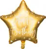 Happy Birthday star fóliový balón 40 cm zlatý Náhľad obrázku produktu 1