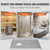 Collage showing different bathroom settings where the product can be used: a sauna room, a shower, and a bathtub. A close-up of the product is shown at the bottom. Voir les images du produit