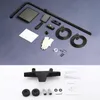 A collection of shower system components laid out on a gray surface. Produktbild-Vorschau