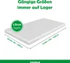 A white mattress is shown with dimensions and height indicated by text overlays. Produktbild-Vorschau