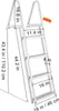 A diagram of a ladder with dimensions labeled. Podgląd zdjęcia produktu